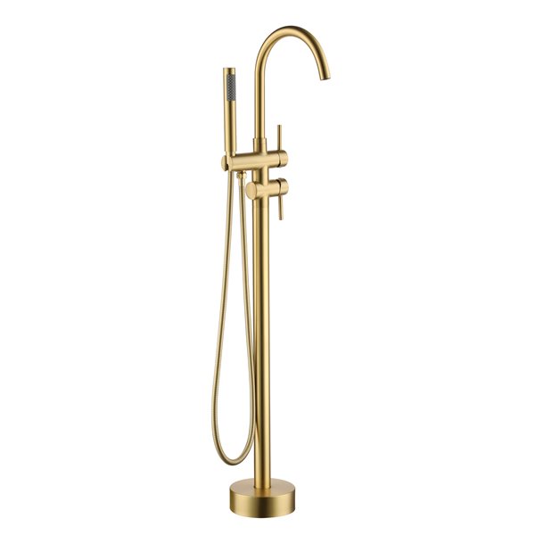 Boyel Living Freestanding 2-Handle Bath Faucet with Handheld Shower in Brushed Gold