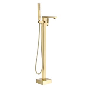 Boyel Living Single Handle Bath Tub Filler Faucet with Handheld Shower in Brushed Gold