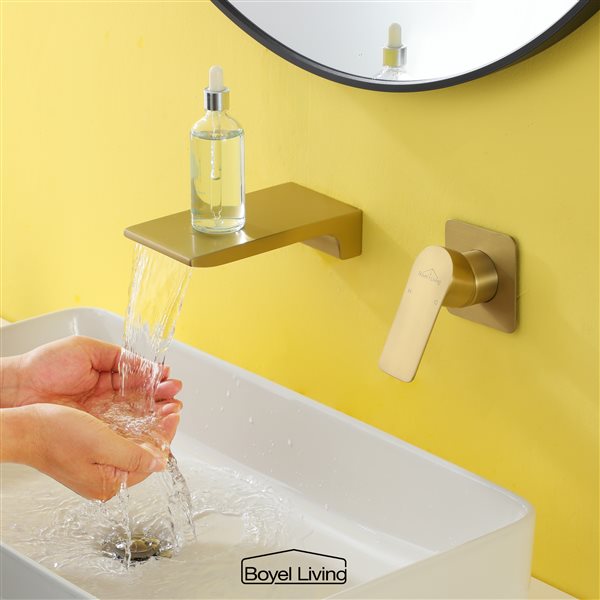 Boyel Living 1-Handle Solid Brass Bathroom Sink Faucet in Brushed Gold