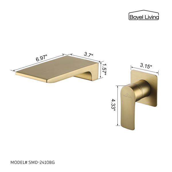 Boyel Living 1-Handle Solid Brass Bathroom Sink Faucet in Brushed Gold