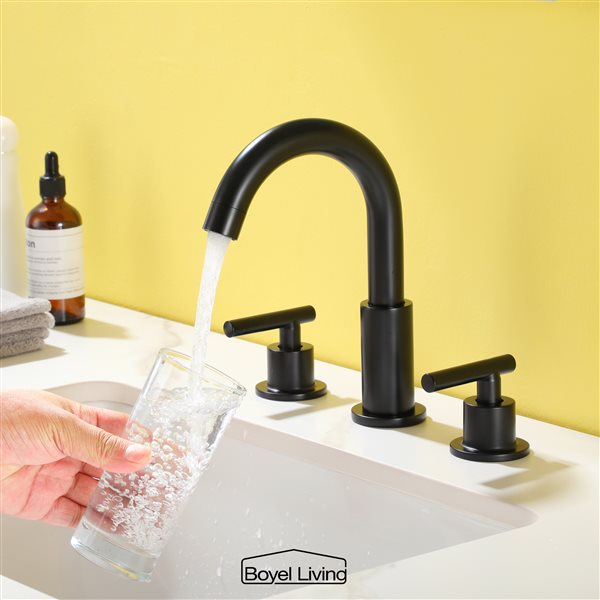 Boyel Living 8-in Mid-Arc Bathroom Faucet with Valve - Matte Black