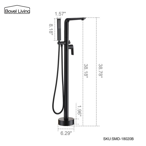 Boyel Living Single-Handle 1-Spray Tub and Shower Faucet in Matte Black