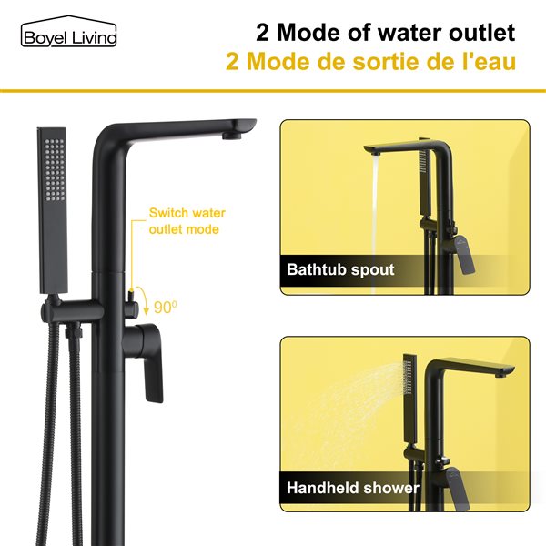 Boyel Living Single-Handle 1-Spray Tub and Shower Faucet in Matte Black