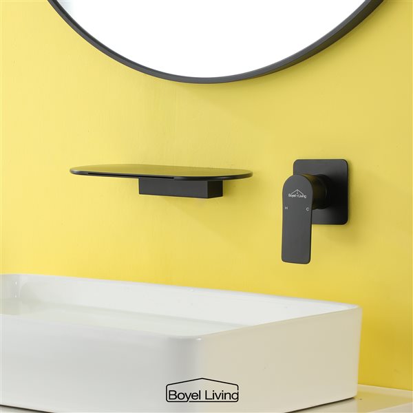 Boyel Living 1-Handle Wall Mount Bathroom Sink Faucet in Matte Black