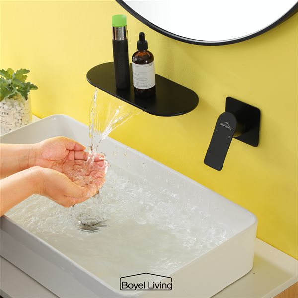 Boyel Living 1-Handle Wall Mount Bathroom Sink Faucet in Matte Black