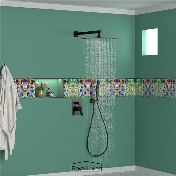 Boyel Living 12-in Wall-Mount Dual Shower Heads with Trim in Matte Black