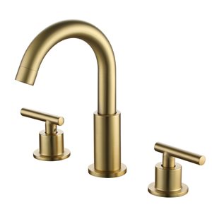 Boyel Living 8-in Bathroom Faucet with Valve and Water Supply Lines - Brushed Gold