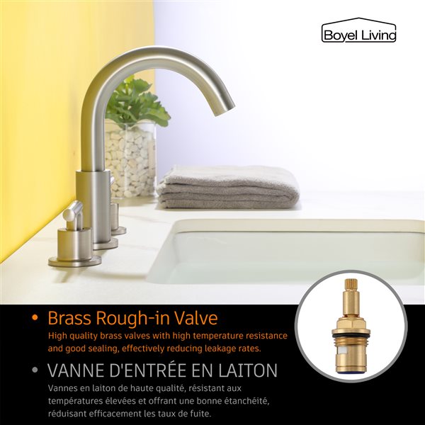 Boyel Living 8-in 2-Handle Mid-Arc Bathroom Faucet in Brushed Nickel