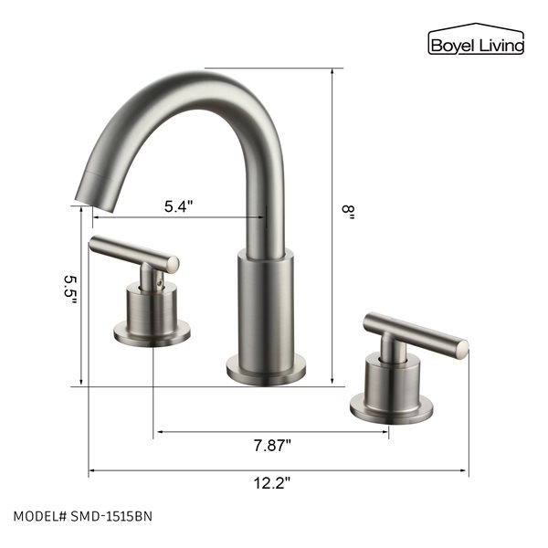 Boyel Living 8-in 2-Handle Mid-Arc Bathroom Faucet in Brushed Nickel