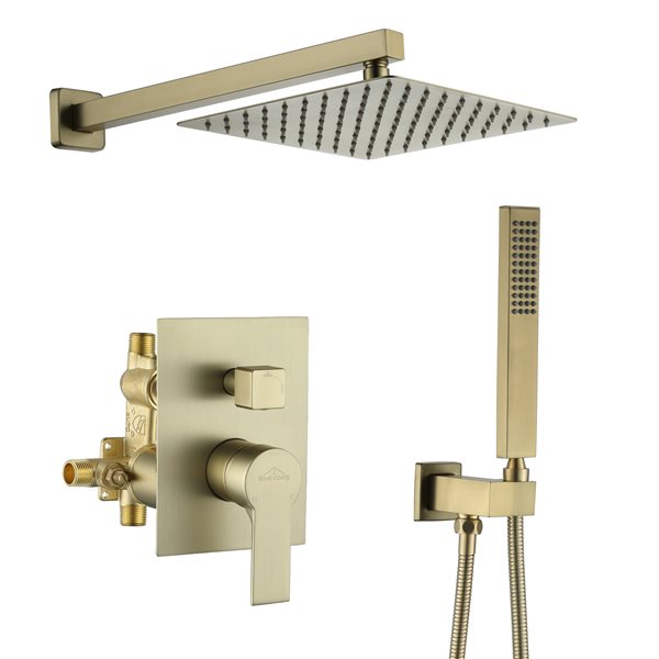 Boyel Living Wall-Mount Dual Shower Heads with Rough-In Valve Body - Brushed Gold
