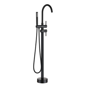 Boyel Living Floor Mount 2-Handle Bath Tub Filler Faucet in Matte Black