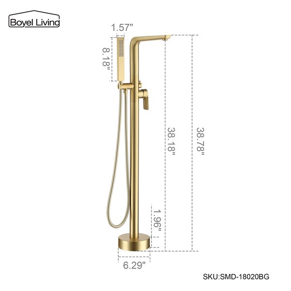 Boyel Living 1-Spray Tub and Shower Faucet in Brushed Gold - Built in Valve