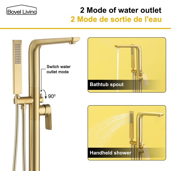 Boyel Living 1-Spray Tub and Shower Faucet in Brushed Gold - Built in Valve