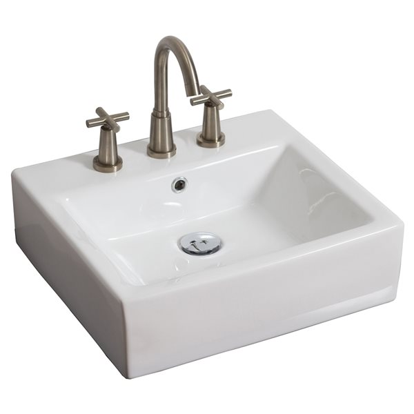 American Imaginations 16.5-in x 21-in White Ceramic Rectangular Bathroom Sink