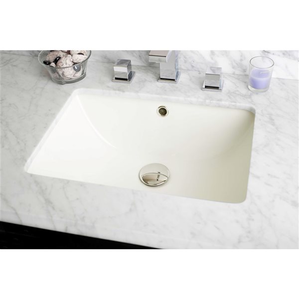 American Imaginations 13.5-in x 18.25-in Biscuit Ceramic Undermount Rectangular Bathroom Sink