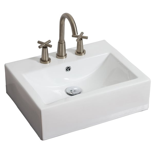 American Imaginations White Ceramic Wall-Mounted Rectangular Bathroom Vessel Sink (16 1/4-in x 20 1/4-in)