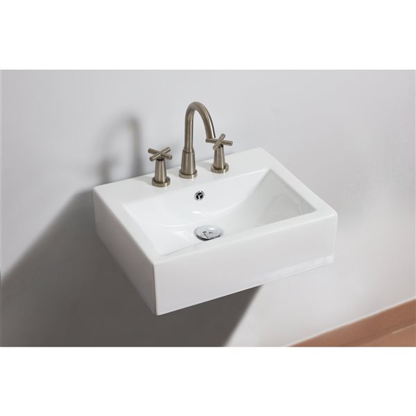 American Imaginations White Ceramic Wall-Mounted Rectangular Bathroom Vessel Sink (16 1/4-in x 20 1/4-in)