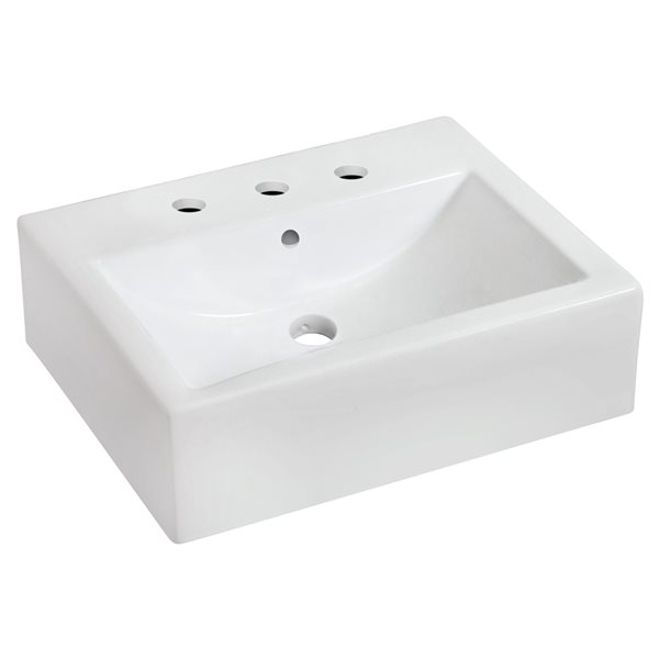 American Imaginations White Ceramic Wall-Mounted Rectangular Bathroom Vessel Sink (16 1/4-in x 20 1/4-in)