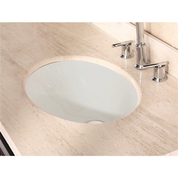 American Imaginations Biscuit Ceramic Undermount Oval Bathroom Sink with Overflow (16.25-in x 19.5-in)
