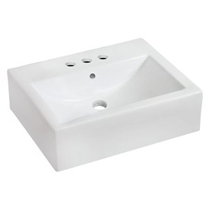 American Imaginations White Ceramic Wall-Mounted Rectangular Bathroom Sink (16.25-in x 20.25-in)