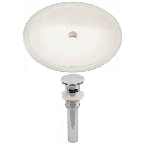 American Imaginations Biscuit Ceramic Undermount Oval Bathroom Sink with Drain (16.25-in x 19.5-in)