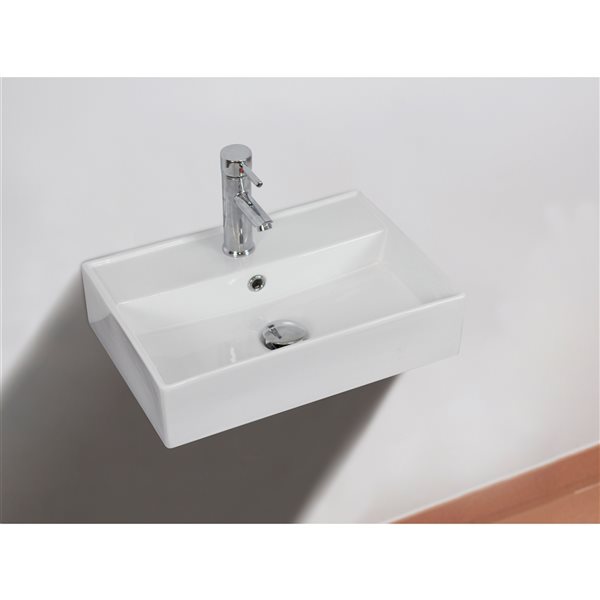 American Imaginations White Ceramic Wall-Mounted Rectangular Bathroom Sink (13 3/4-in x 19 3/4-in)