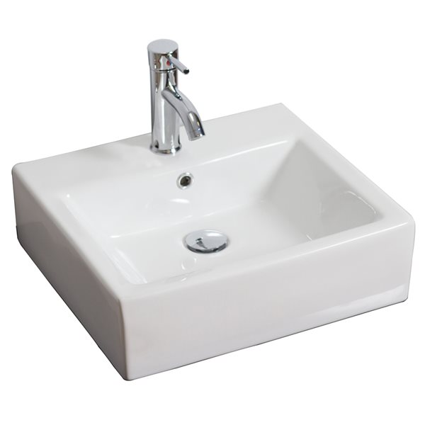 American Imaginations 16.5-in x 21-in White Ceramic Rectangular Bathroom Vessel Sink