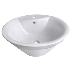 American Imaginations White Ceramic Round Bathroom Sink (19.25-in x 19.25-in)