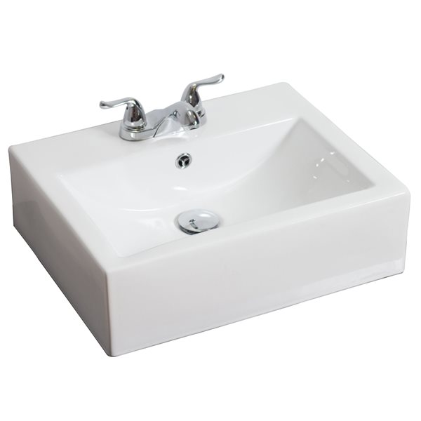 American Imaginations 16.25-in x 20.25-in Ceramic White Rectangular Bathroom Vessel Sink