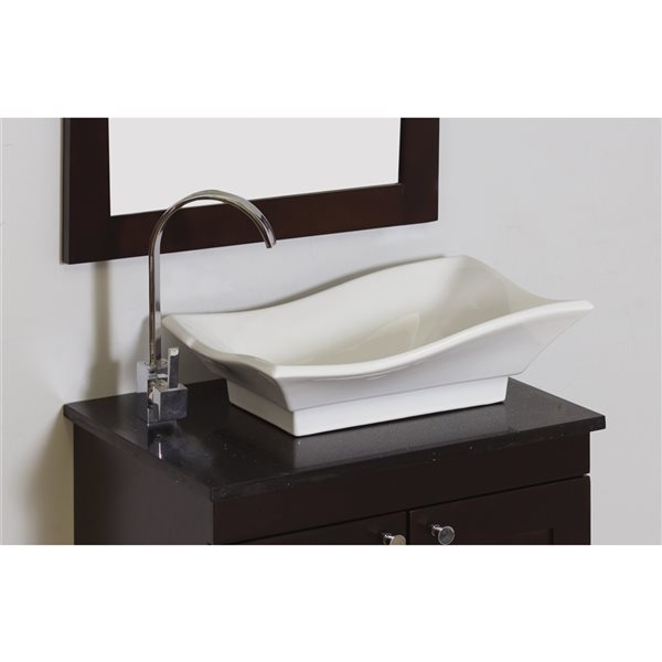 American Imaginations White Ceramic Irregular Bathroom Sink (14-in x 20-in)