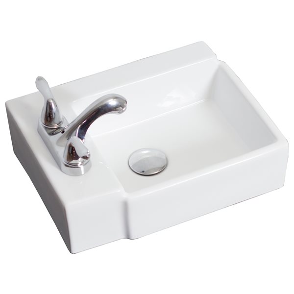 American Imaginations White Ceramic Wall-Mounted Rectangular Bathroom Sink (11 3/4-in x 16 1/4-in)