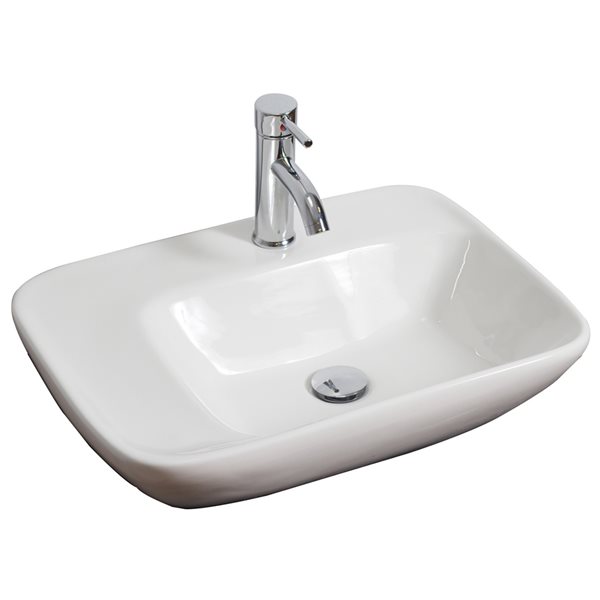 American Imaginations White Ceramic Wall-Mounted Rectangular Bathroom Sink (17.25-in x 23.5-in)