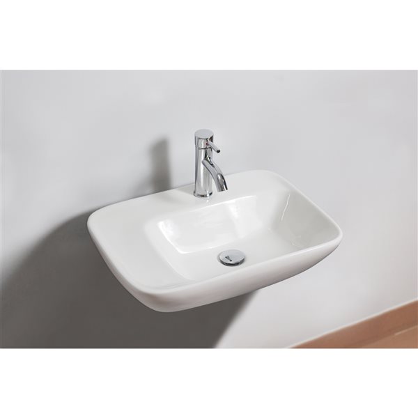 American Imaginations White Ceramic Wall-Mounted Rectangular Bathroom Sink (17.25-in x 23.5-in)