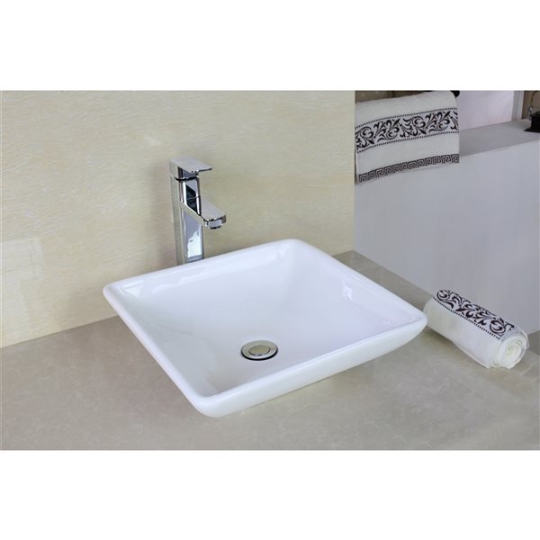 American Imaginations White Ceramic Square Bathroom Sink (15.75-in x 15.75-in)