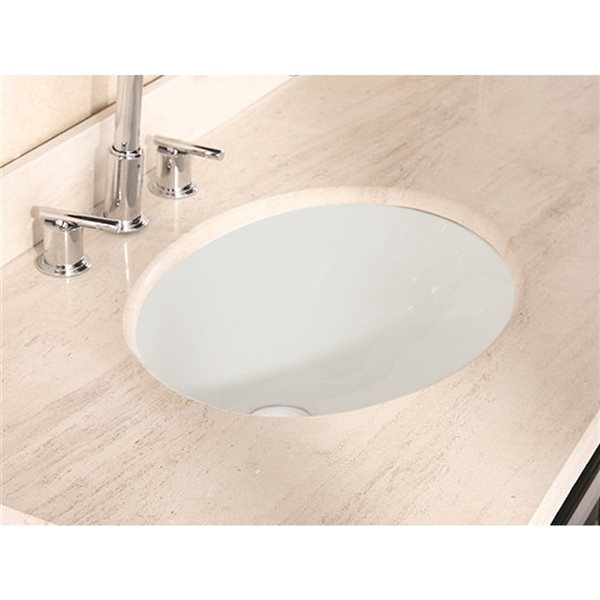 American Imaginations Biscuit Ceramic Undermount Oval Bathroom Sink with Overflow (15.75-in x 19.75-in)