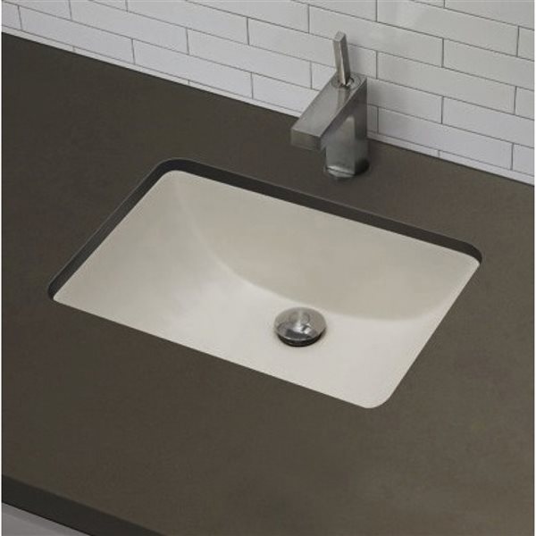American Imaginations Biscuit Ceramic Undermount Rectangular Bathroom Sink with Overflow (14.35-in x 20.75-in)