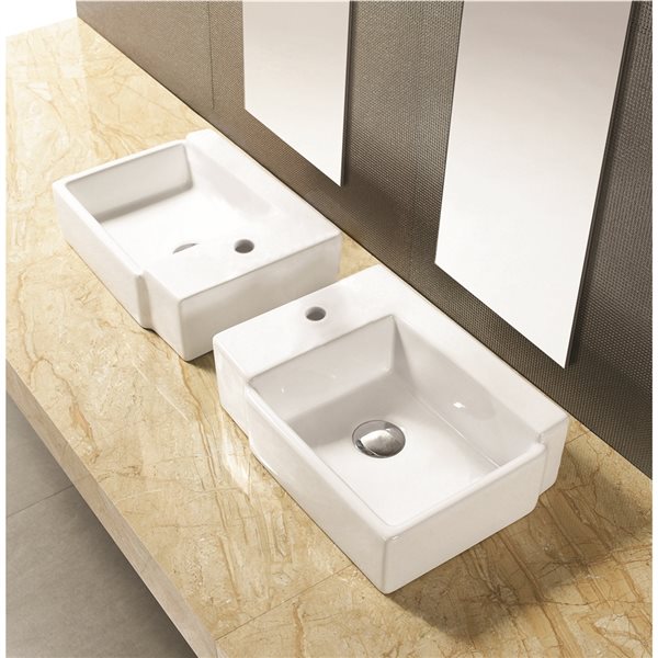 American Imaginations White Ceramic Rectangular Bathroom Sink (11.75-in x 16.25-in)