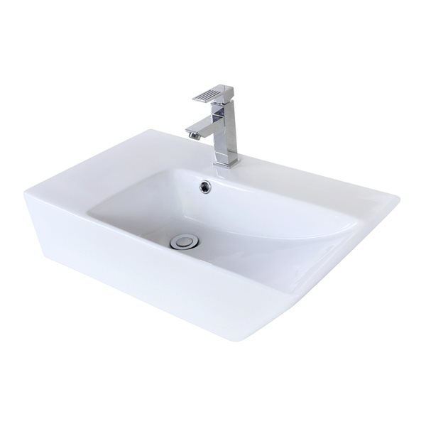 American Imaginations White Ceramic Vessel Rectangular Bathroom Sink with Overflow (15.5-in x 25.5-in)