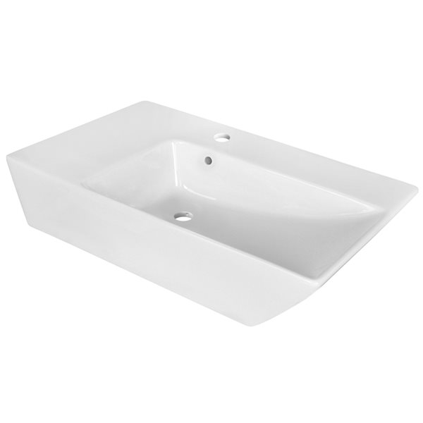 American Imaginations White Ceramic Vessel Rectangular Bathroom Sink with Overflow (15.5-in x 25.5-in)
