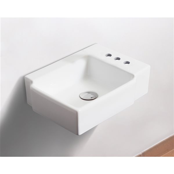 American Imaginations 11.75-in x 16.25-in White Ceramic Wall-Mounted Rectangular Bathroom Sink