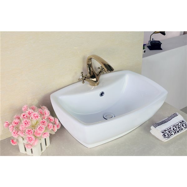 American Imaginations White Ceramic Rectangular Bathroom Sink with Overflow Drain (15.75-in x 21.75-in)