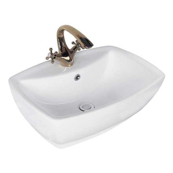 American Imaginations White Ceramic Rectangular Bathroom Sink with Overflow Drain (15.75-in x 21.75-in)