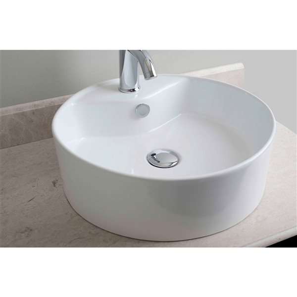 American Imaginations White Ceramic Round Bathroom Sink (18.25-in x 18.25-in)