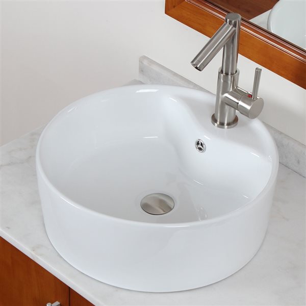American Imaginations White Ceramic Round Bathroom Sink (18.25-in x 18.25-in)