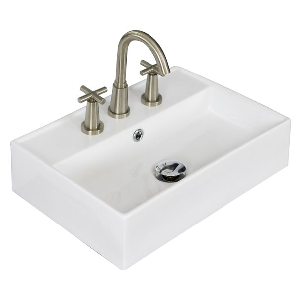 American Imaginations White Ceramic Rectangular Bathroom Sink with Overflow Drain (13.75-in x 19.75-in)