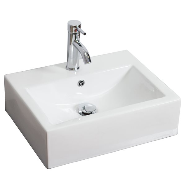 American Imaginations 16.25-in x 20.25-in Ceramic White Rectangular Bathroom Sink