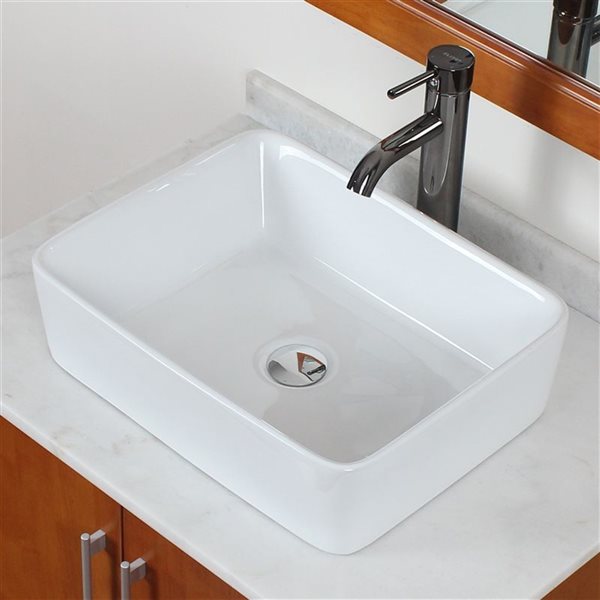 American Imaginations 14.75-in x 18.75-in White Ceramic Rectangular Bathroom Sink