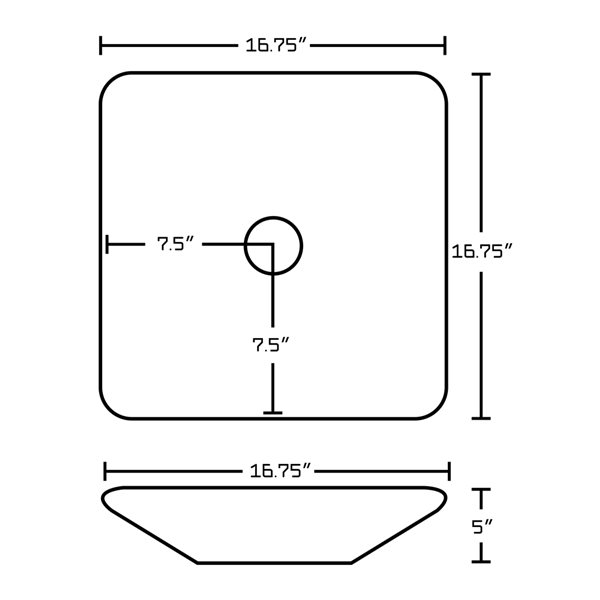 American Imaginations White Ceramic Square Bathroom Sink (16.75-in x 16.75-in)