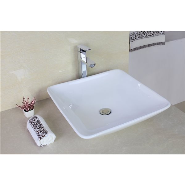 American Imaginations White Ceramic Square Bathroom Sink (16.75-in x 16.75-in)