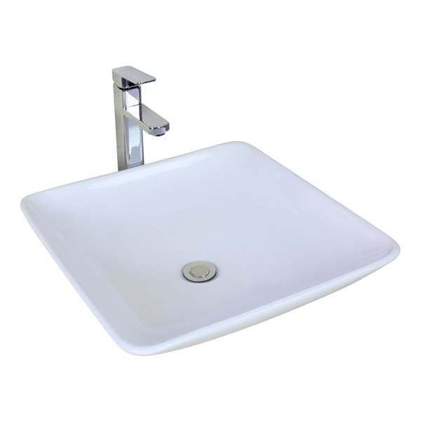 American Imaginations White Ceramic Square Bathroom Sink (16.75-in x 16.75-in)